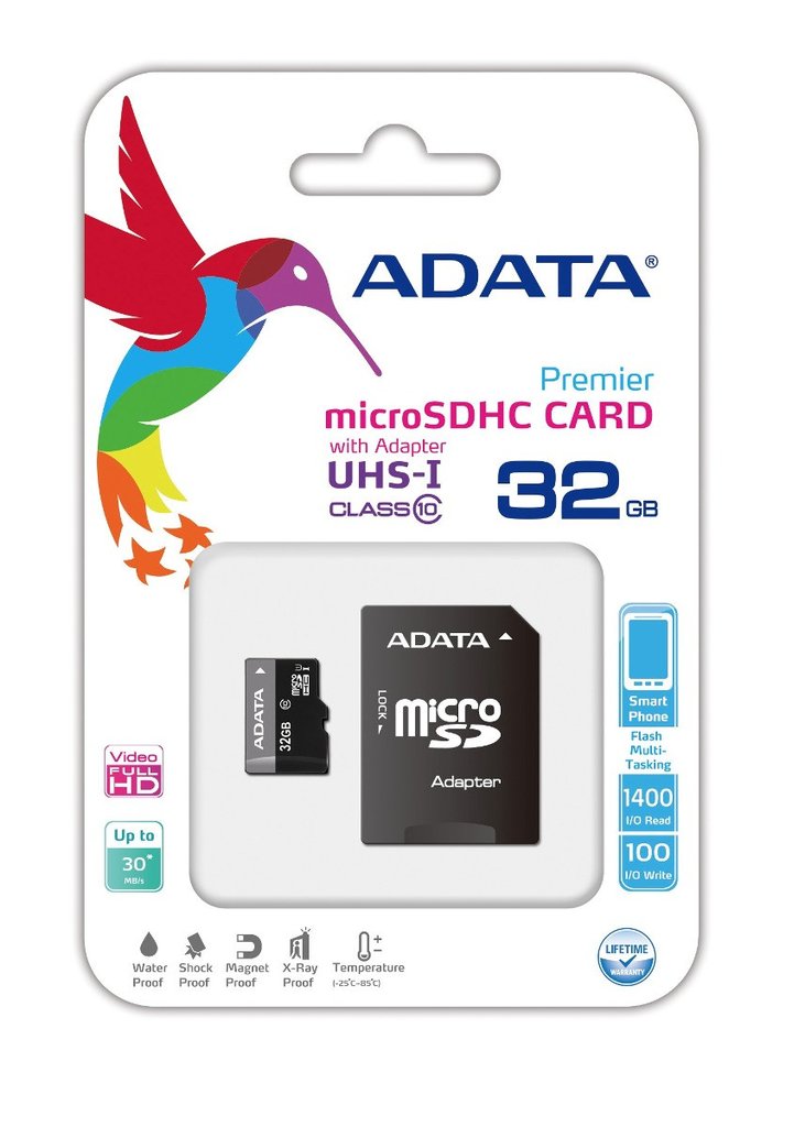 Memoria Micro SD 32GB Adata Clase 10 c/adaptador 50Mbs