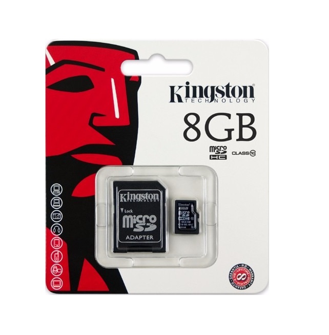 Memoria Micro SD 8GB Kingston Clase 10 c/adaptador 45Mbs