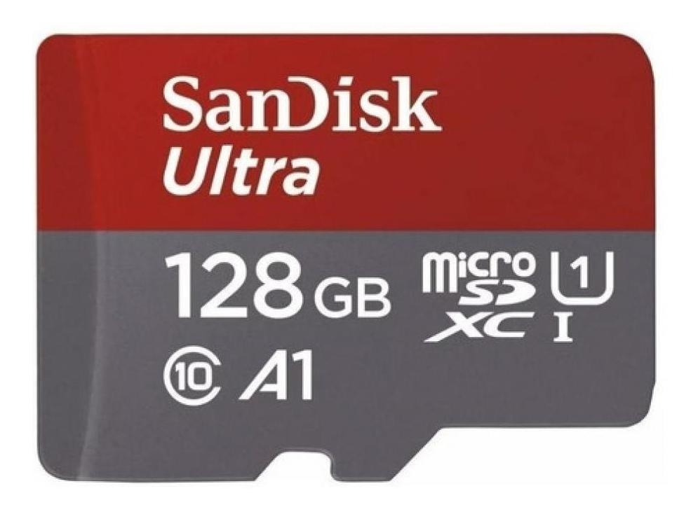 Memoria Micro SD 128GB Sandisk Ultra Clase 10 c/adaptador 100Mbs