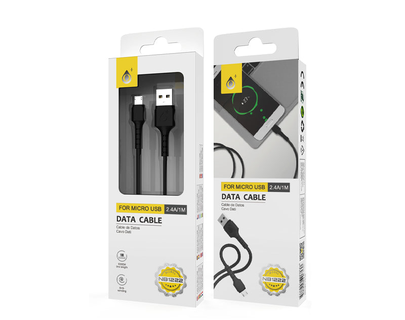 *Cable USB a Micro USB V8 1mts 2.4A OnePlus Negro